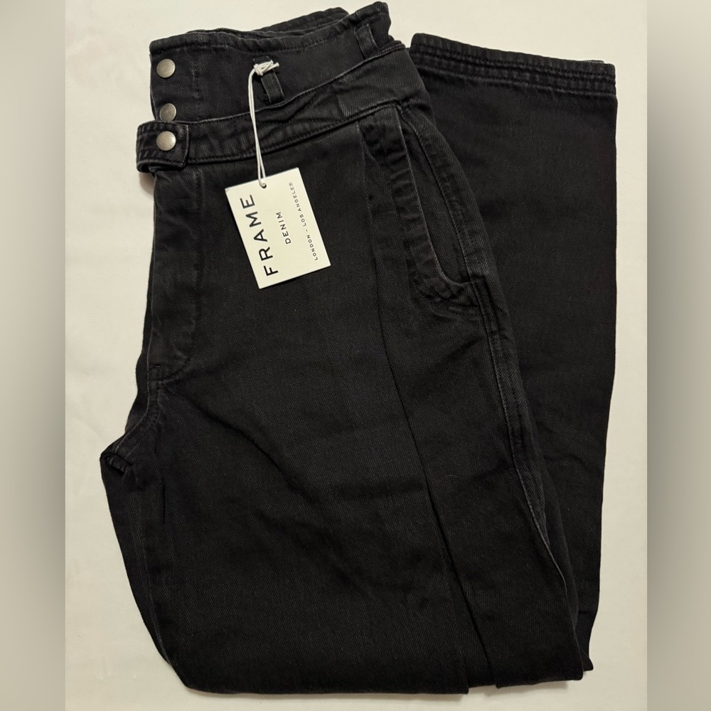 Frame Denim Black Women Pleated Carrot Jeans Size 27